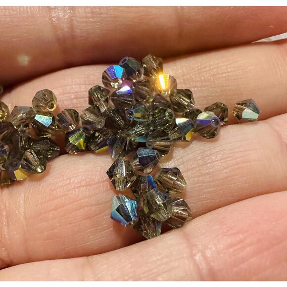 48 pcs 4mm Preciosa Czech Crystal Black Diamond AB Faceted Bicone Jewelry Beads - Picture 1 of 4